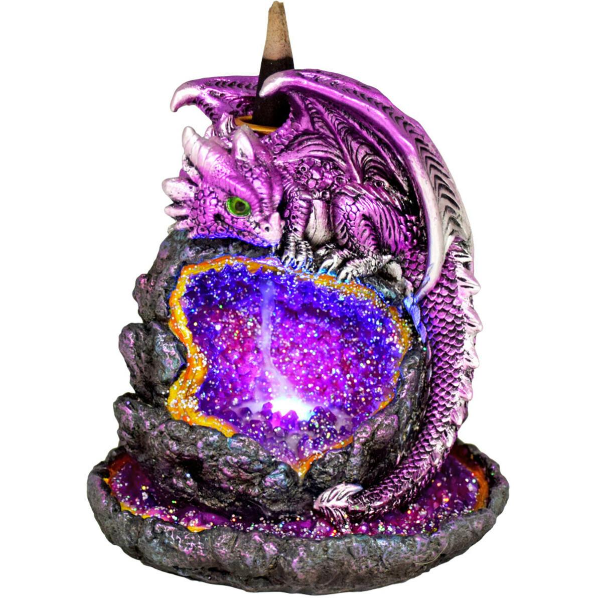 5.75" Purple Dragon Backflow Incense Burner w/ LED Lights