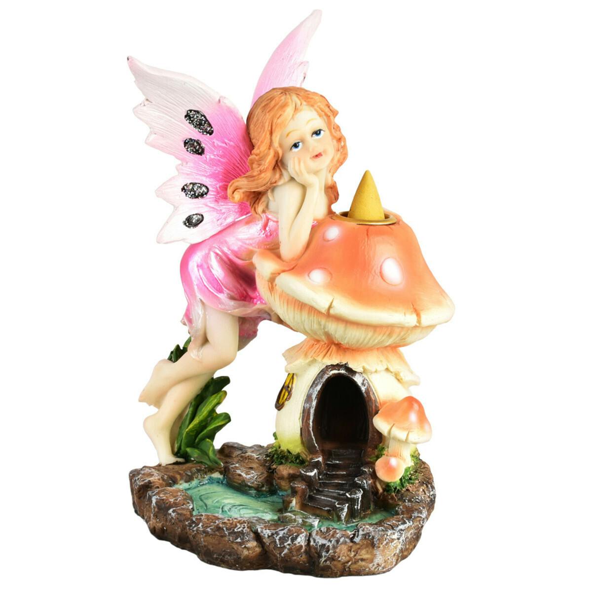 7" Mushroom House & Fairy Backflow Incense Burner