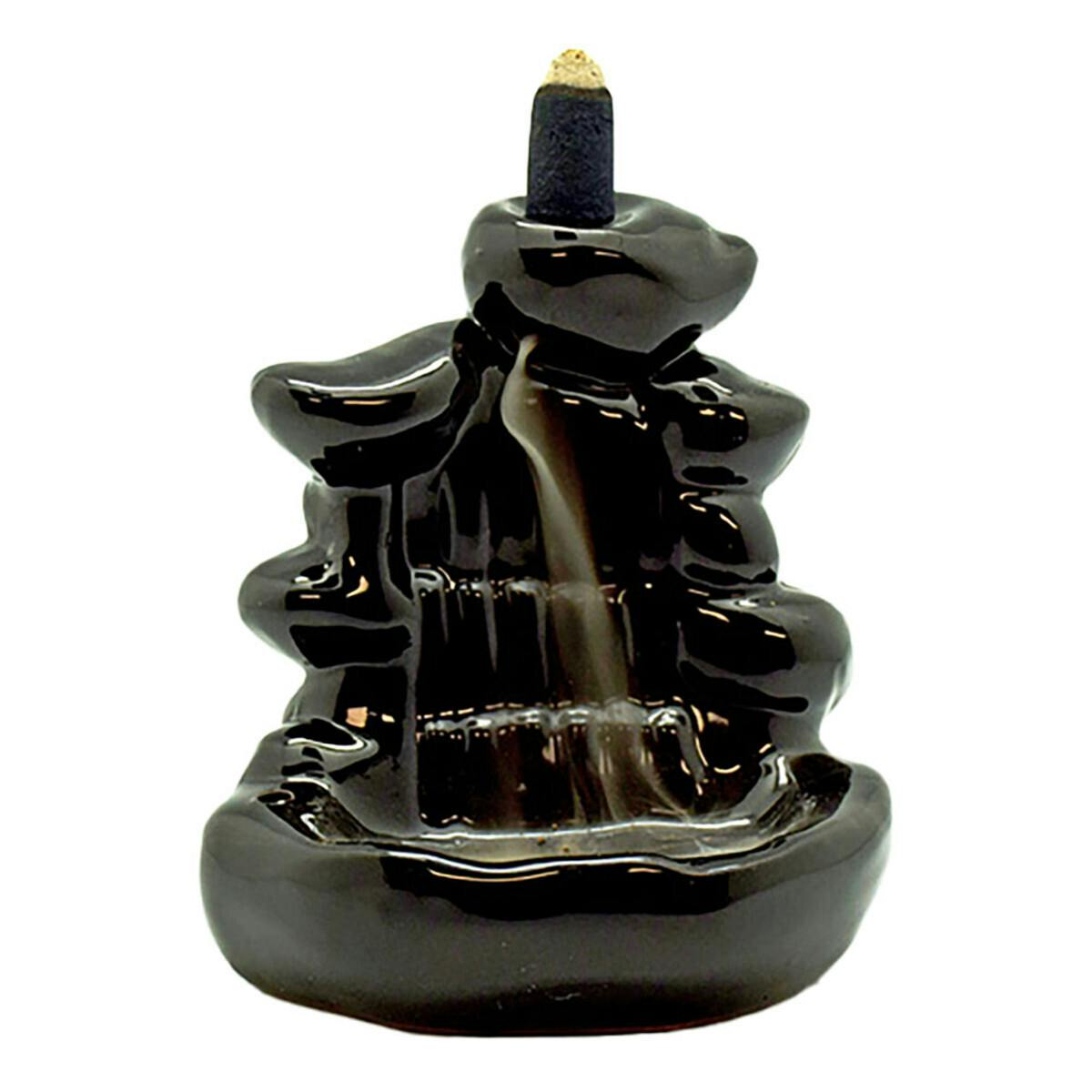 4.5" Cascade Steps Ceramic Backflow Incense Burner