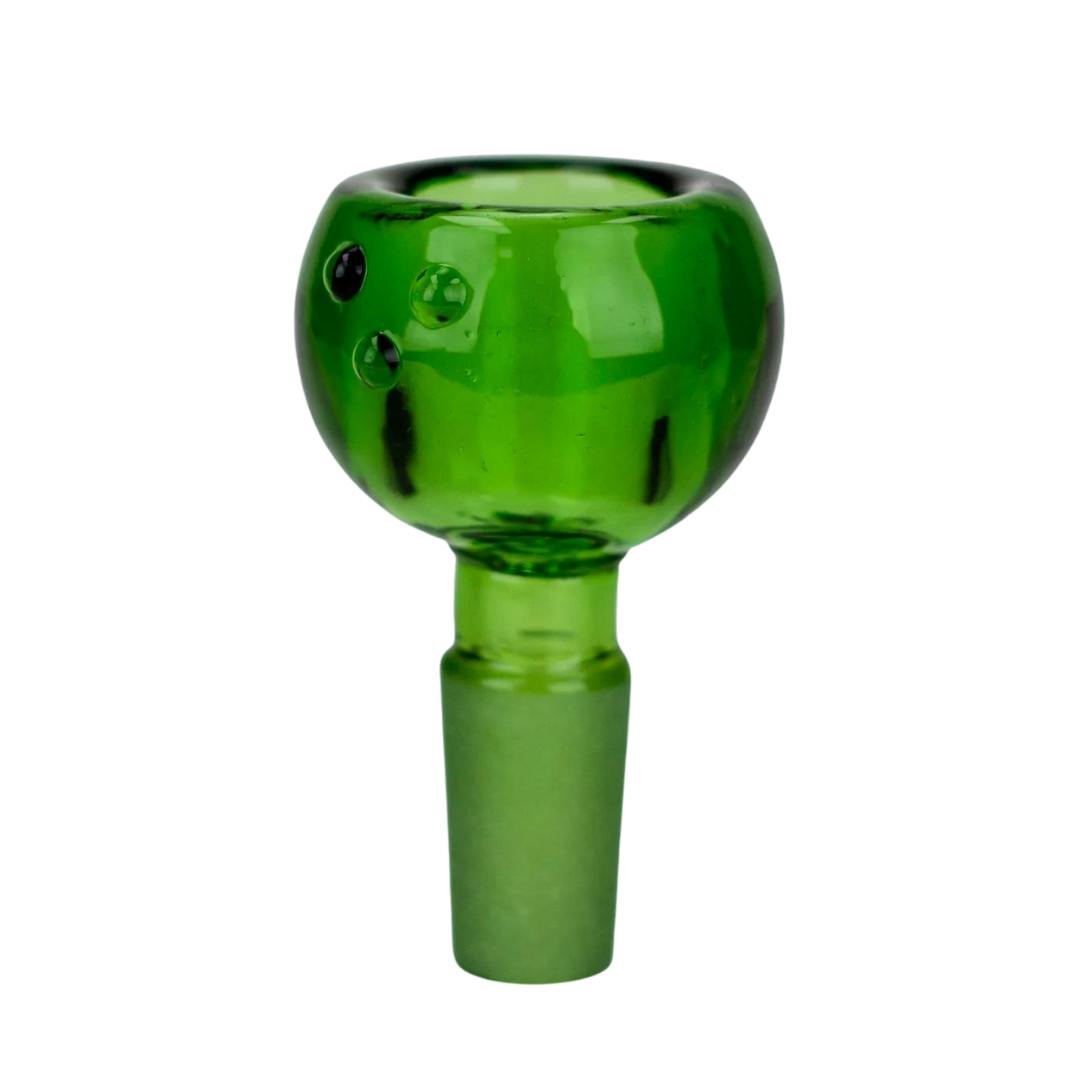 Thick Glass Bowl 14mm - Round Tri-Dot - Green