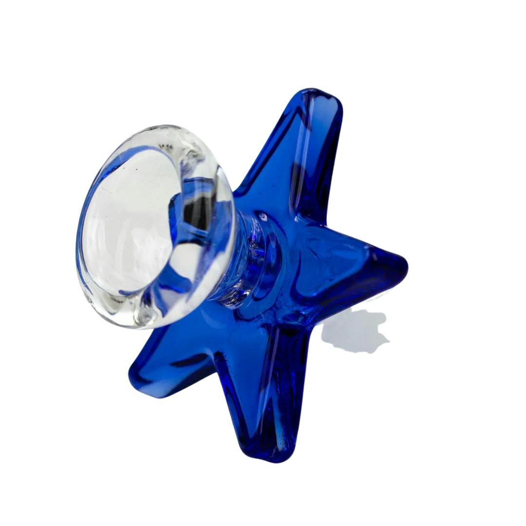 Thick Glass Bowl with Star Handle - Blue