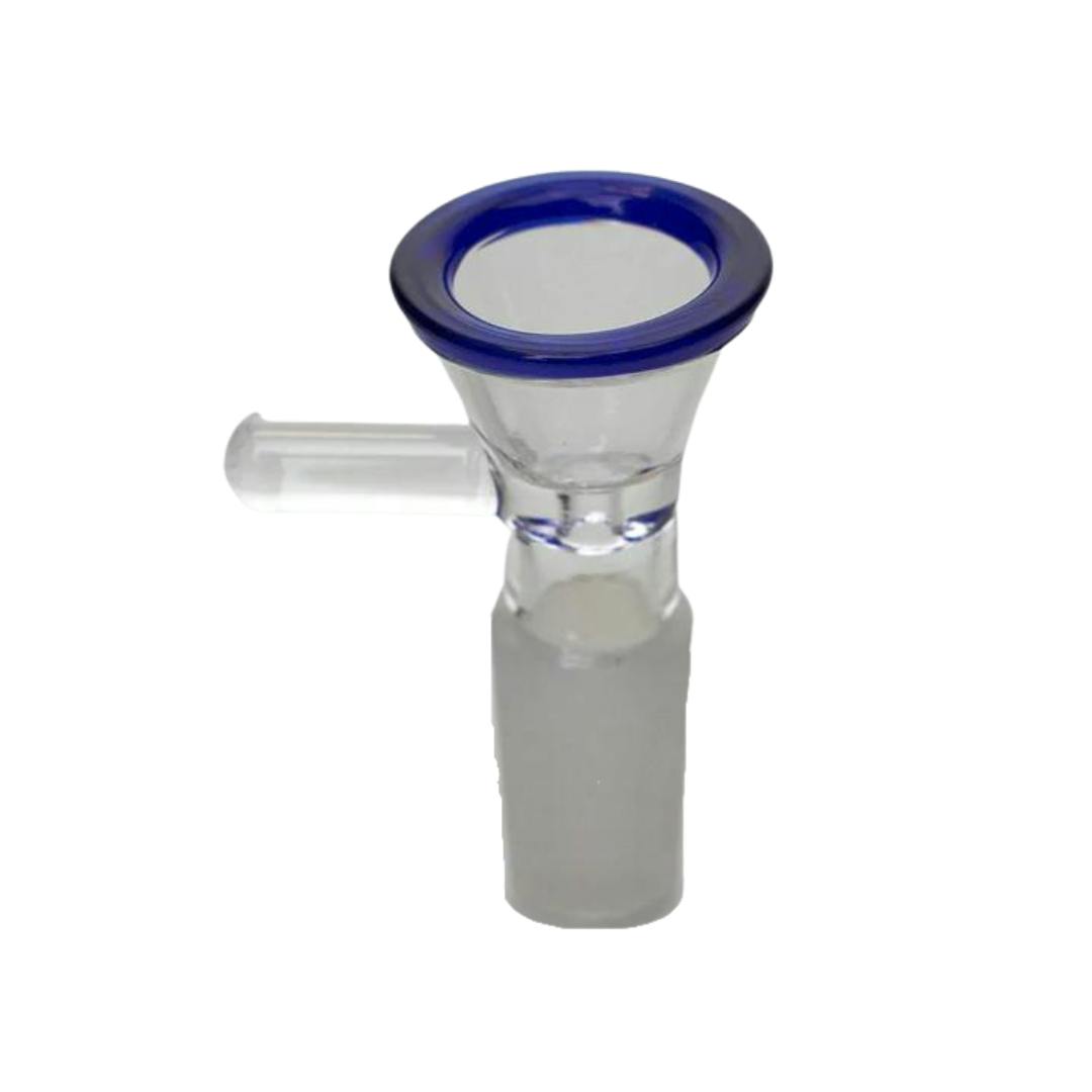 14mm Glass Martini Bowl - Blue Rim Accent with Pullout