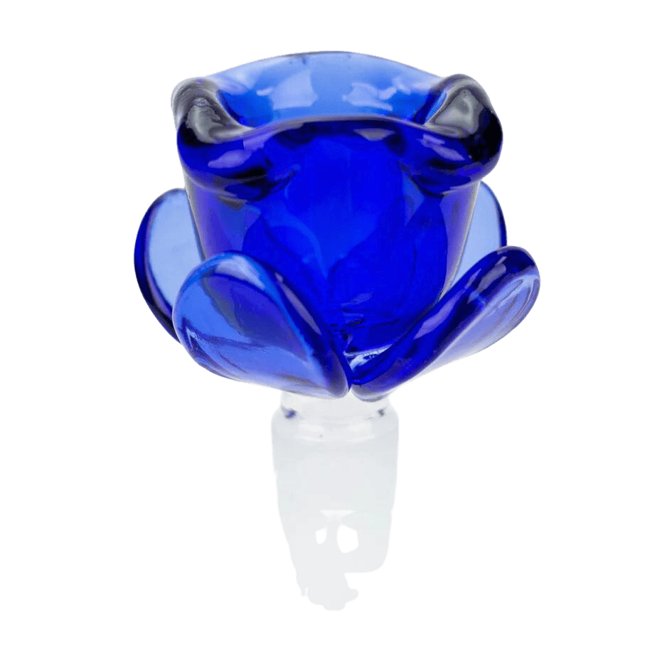 Flower shape glass large bowl - Blue