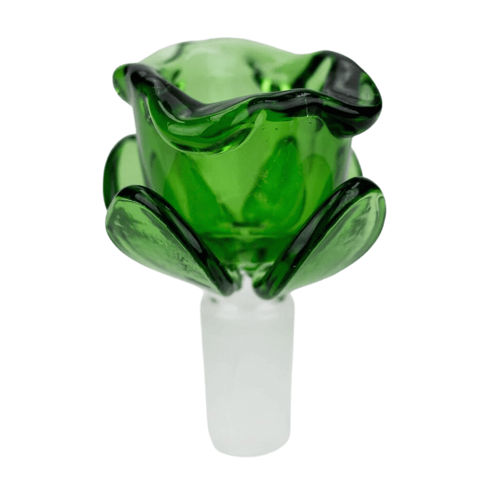 Flower shape glass large bowl - Green