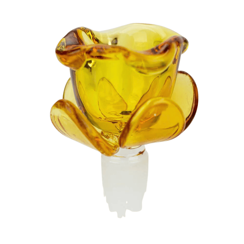 Flower shape glass large bowl - Yellow