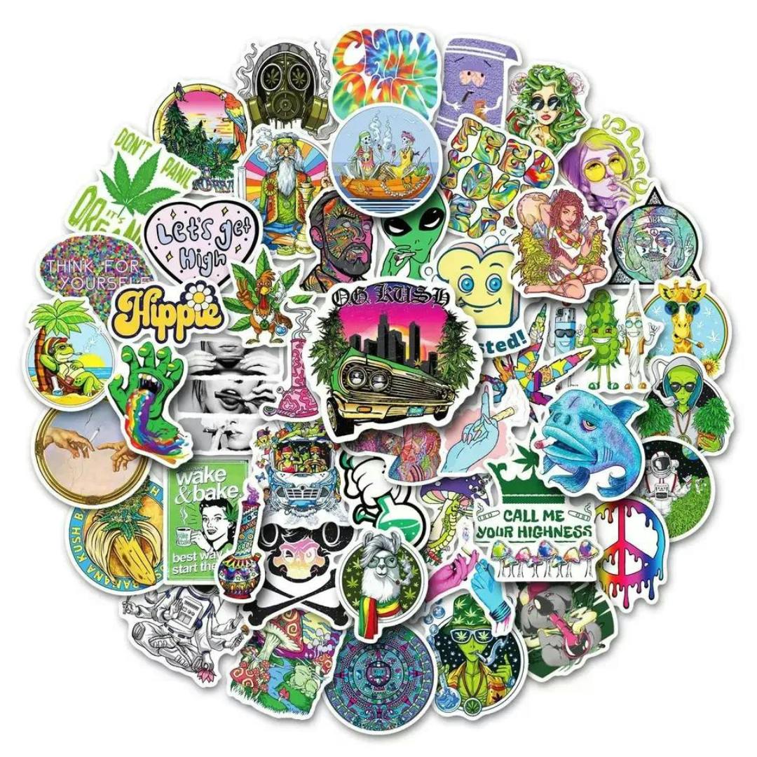 Assorted Cannabis Design Stickers - F