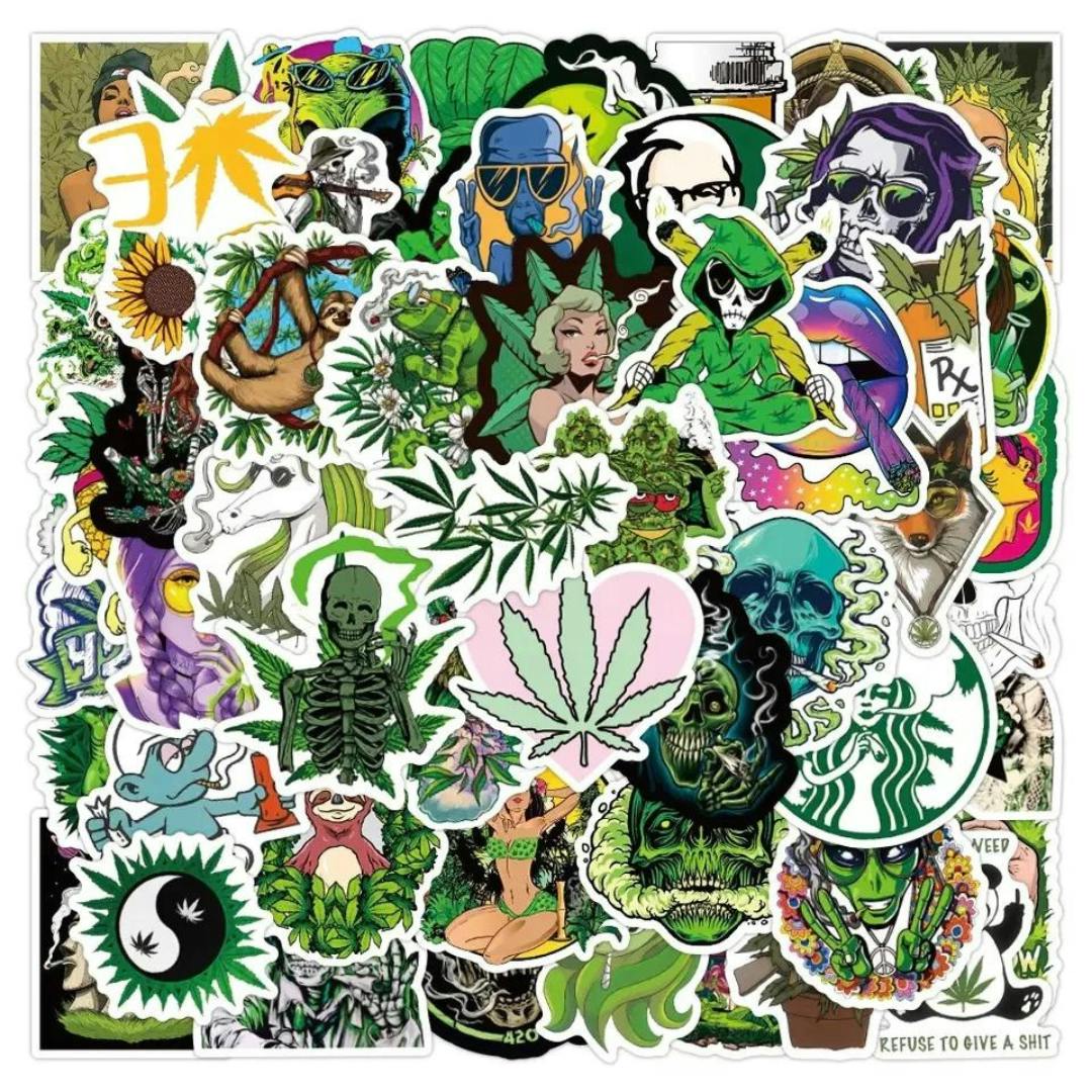 Assorted Cannabis Design Stickers - A