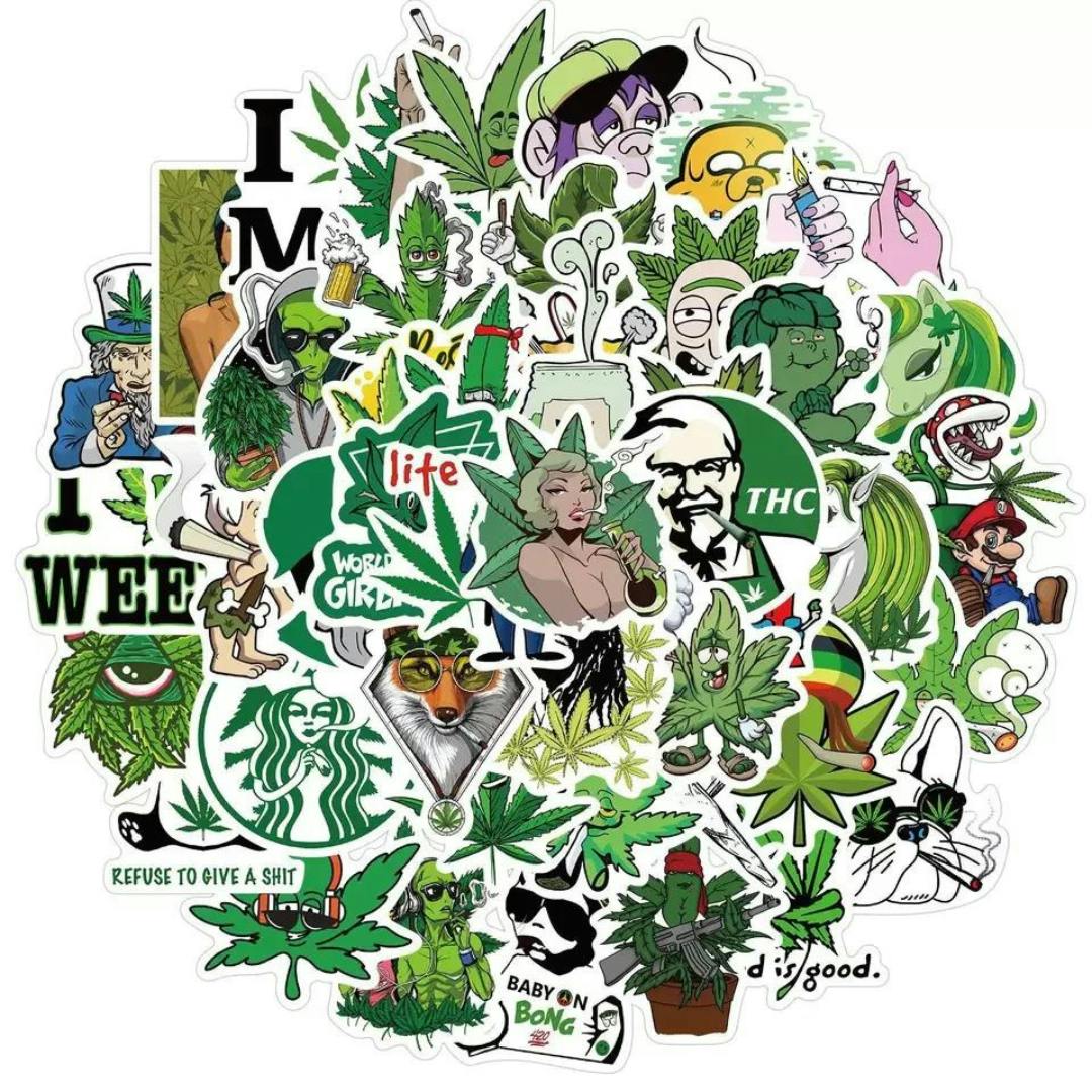 Assorted Cannabis Design Stickers - E