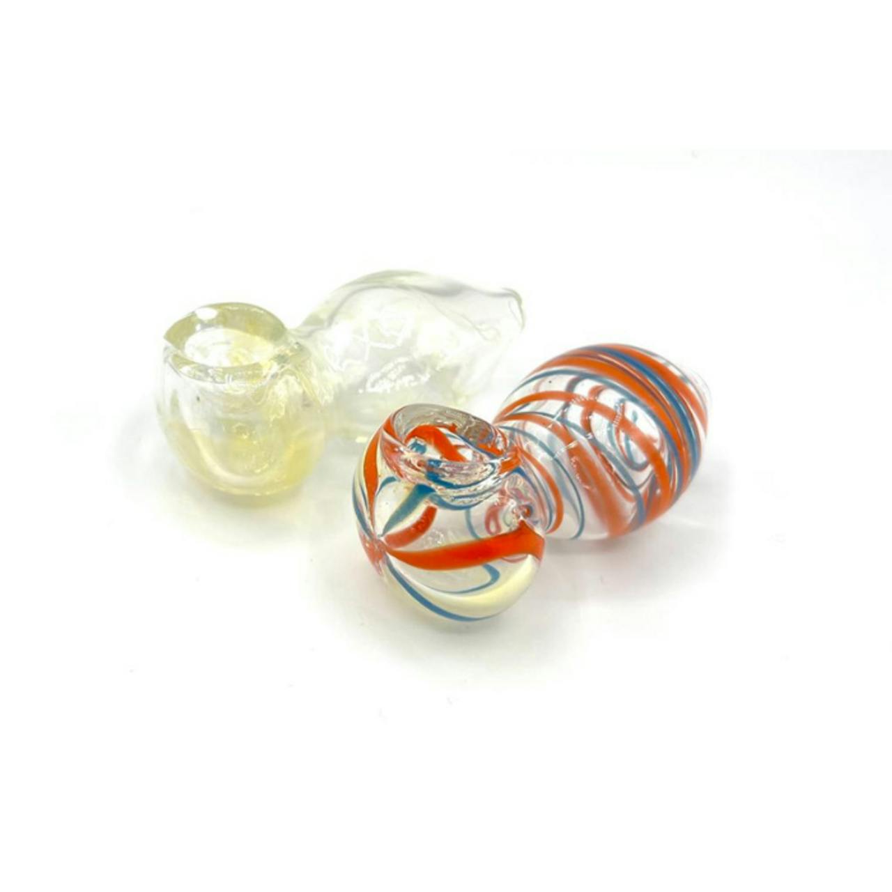 2" Clear Spiral Glass Hand Pipe - Various Colours