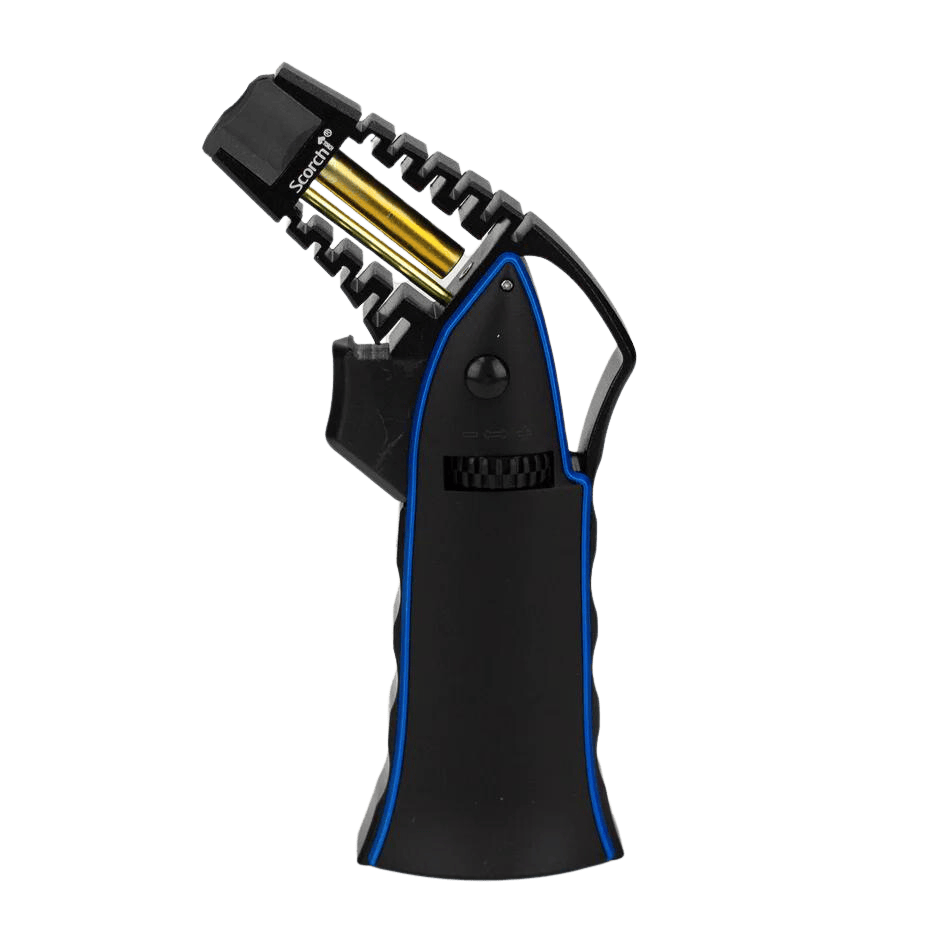 Scorch Torch - Adjustable Single Jet Torch Lighter - Black Matte / Blue