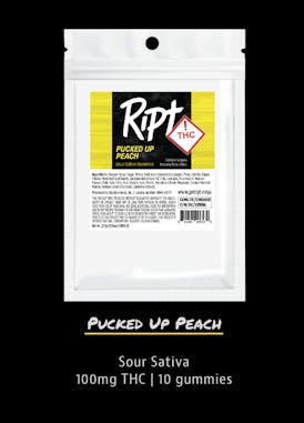 Ript Pucked Up Peach Sour Gummies 100mg {Sativa}