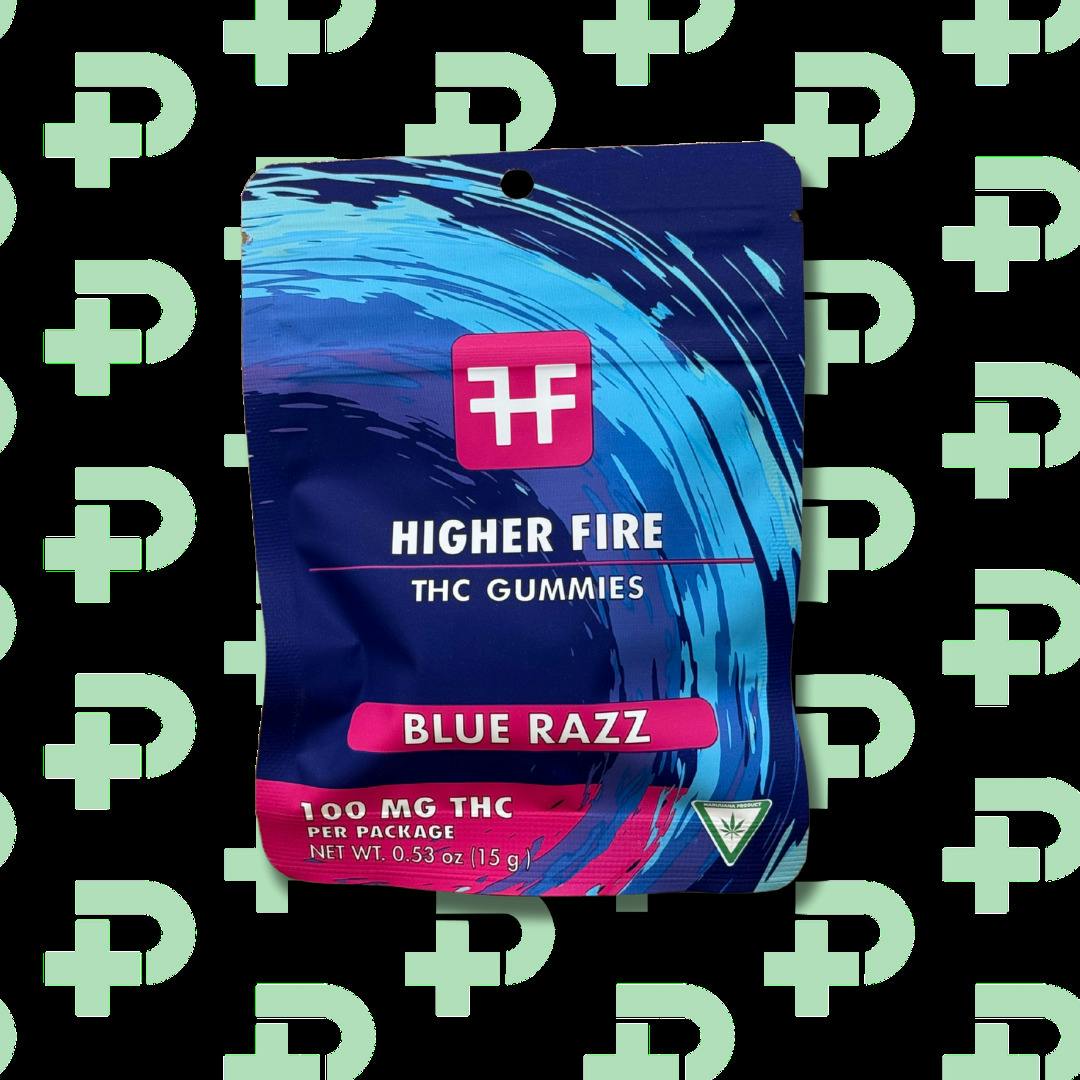 Higher Fire 100mg Gummies - Blue Raz