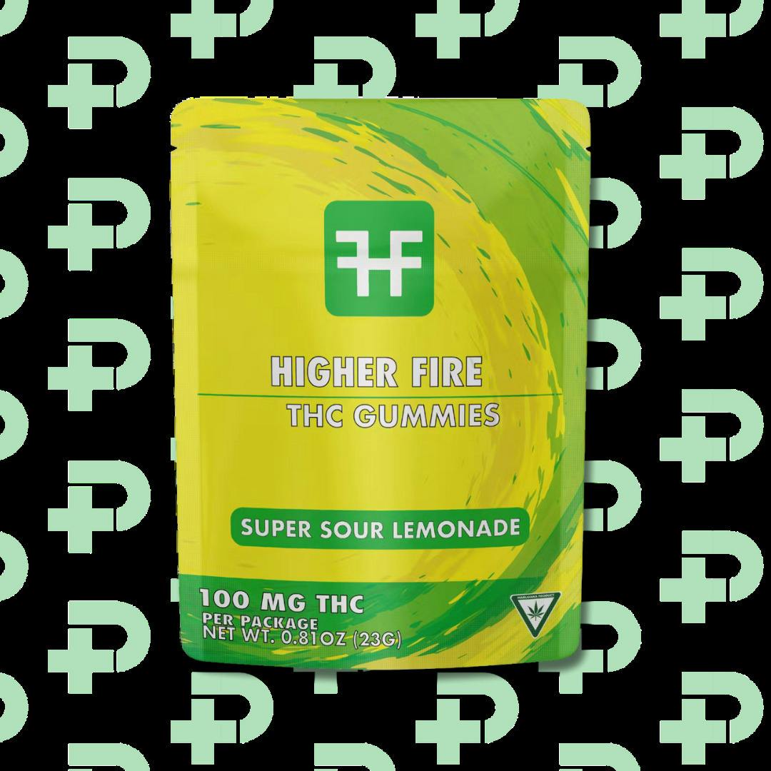 Higher Fire 100mg Gummies - Super Sour Lemonade