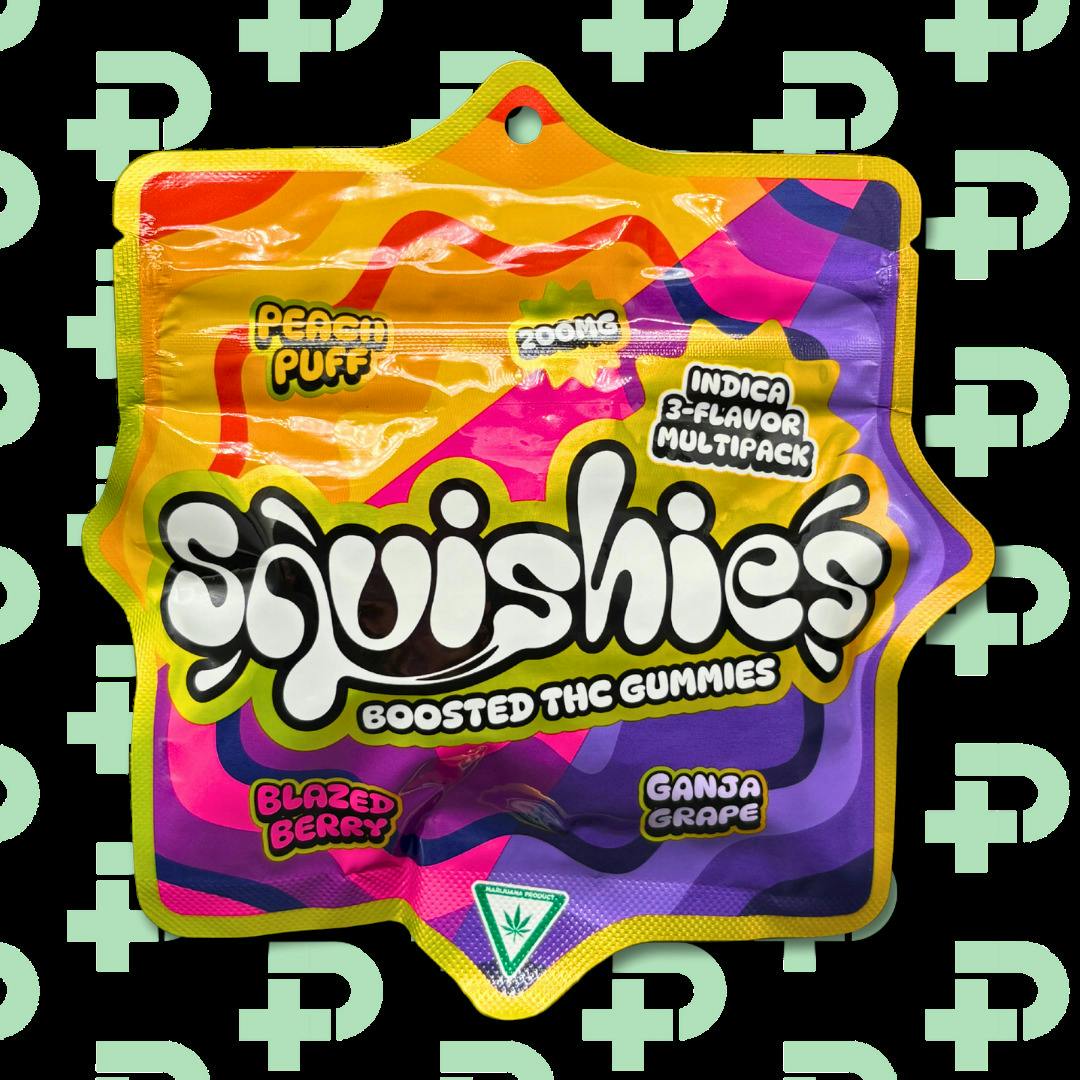 Squishies Boosted 200mg Gummies - Indica - 3-Flavor Multipack