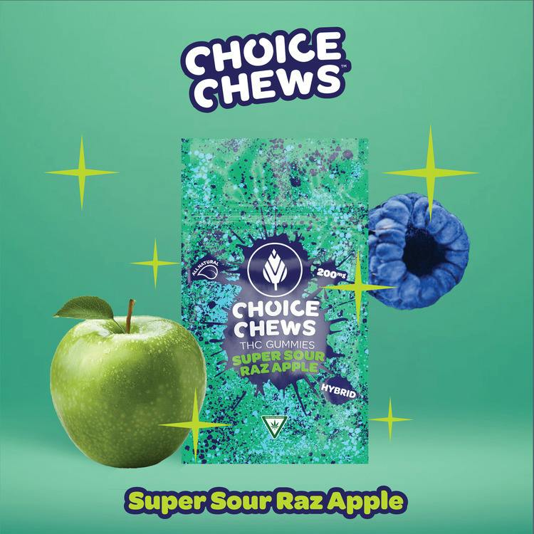 Choice Super Sour Raz Apple Edible Gummies