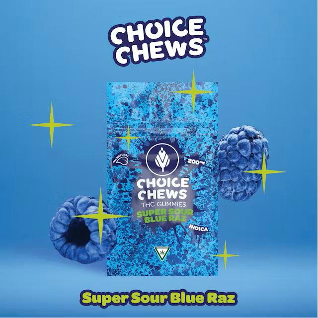 Choice Super Sour Blue Raz Edible Gummies
