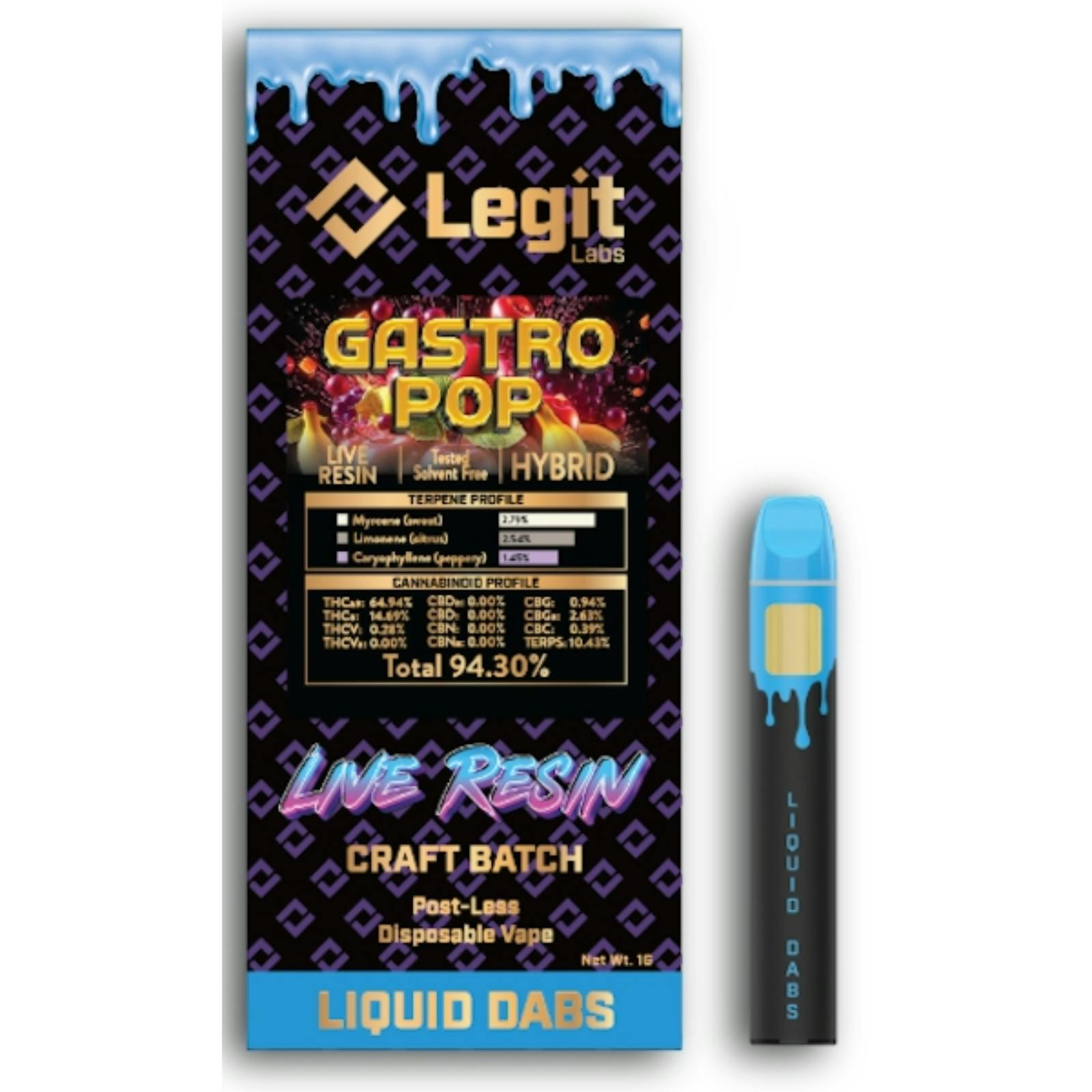 LEGIT LABS | GAS FACE | HYBRID | DISPOSABLE VAPE | 1G | REC