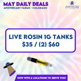 *May Steals* Live Rosin 1g Tanks $35 / (2) $60