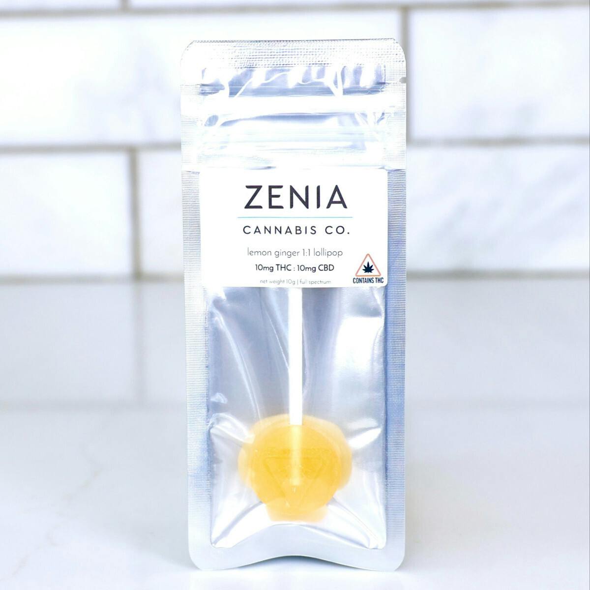 Lemon Ginger 1:1 Full Spectrum Lollipop - 10mg by Zenia Cannabis Co