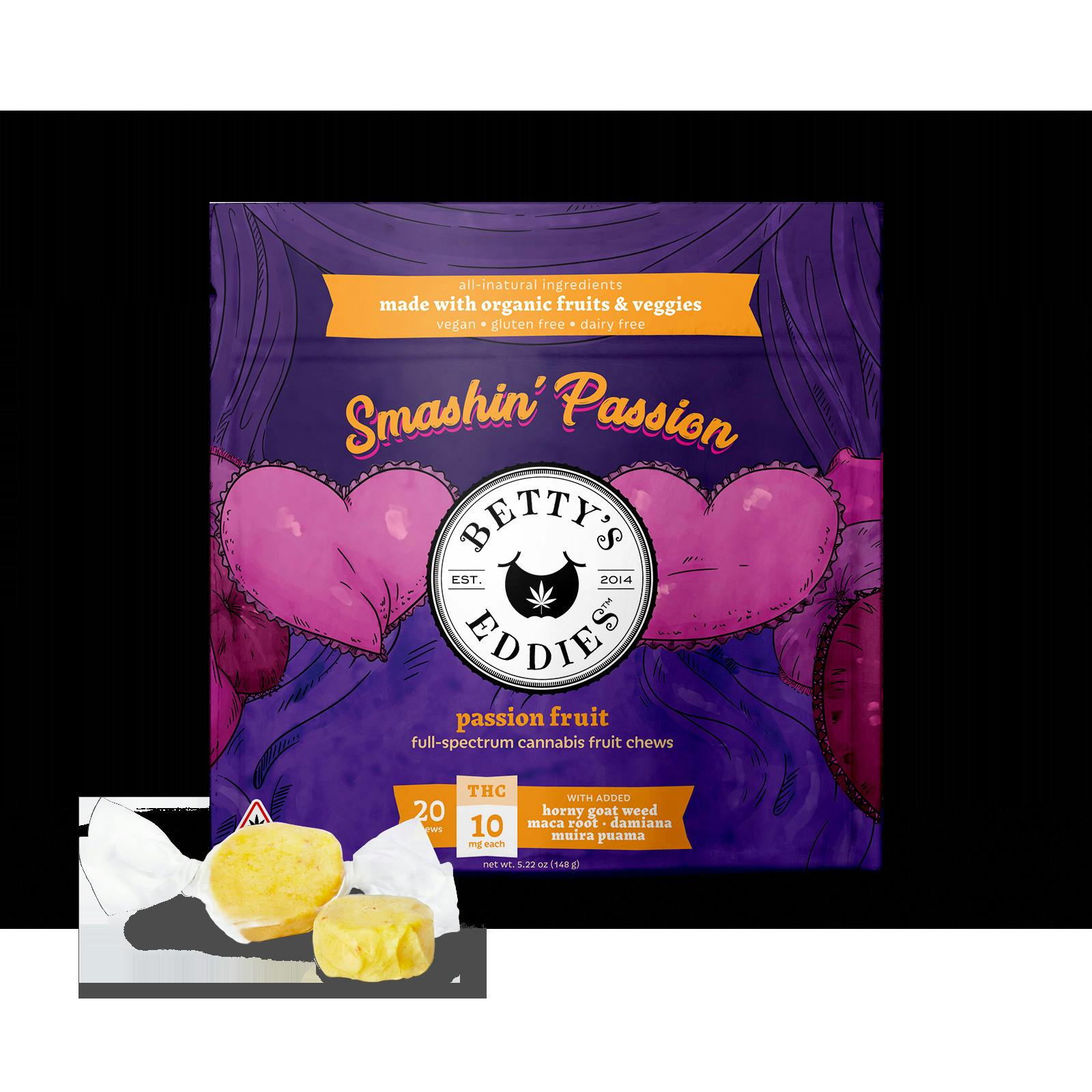 Smashin’ Passion Passionfruit [5pk] Aphrodisiac Fruit Chews by Betty's Eddies
