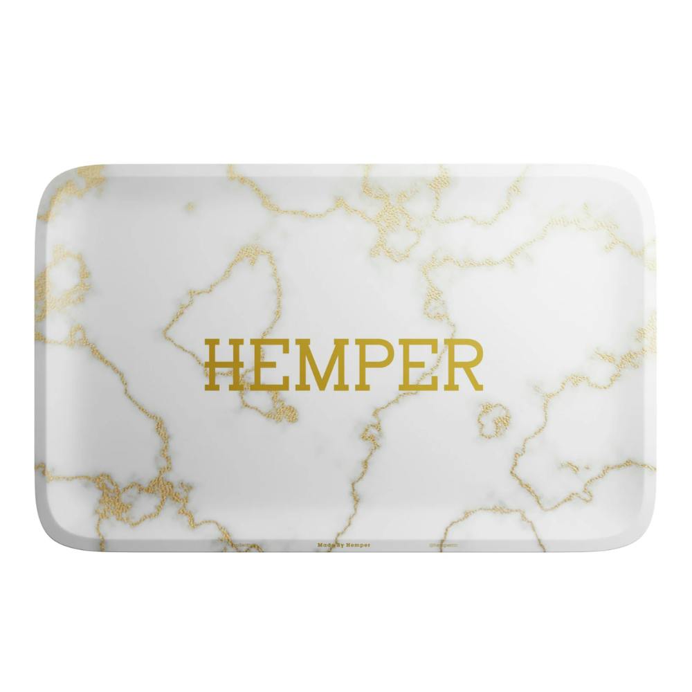 Rolling Tray - Luxe Marble - White/Gold - Medium