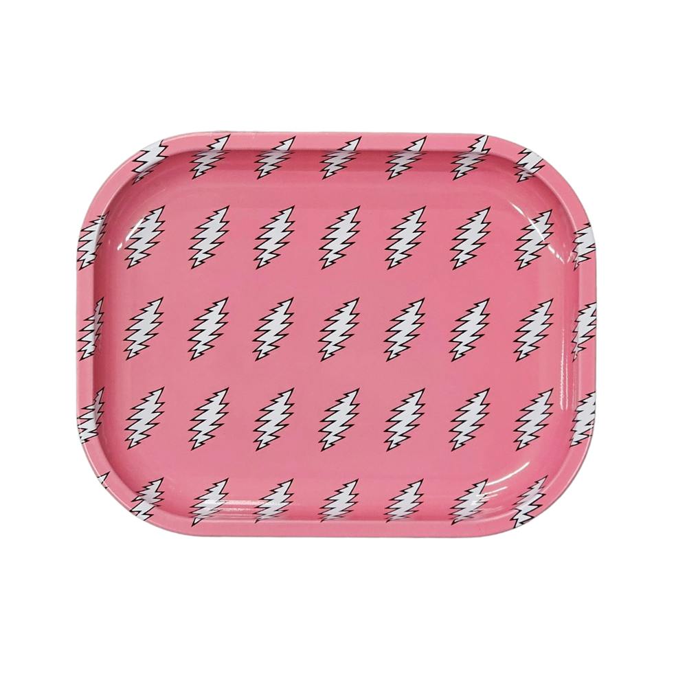 Rolling Tray - Metal - Grateful Dead Bolts - Small - Pink