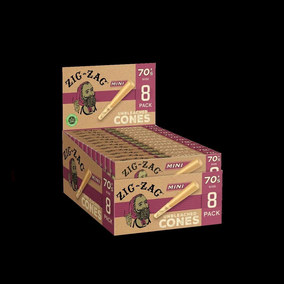 Zig Zag | Unbleached 70s Cones - One Size - 8 Pack