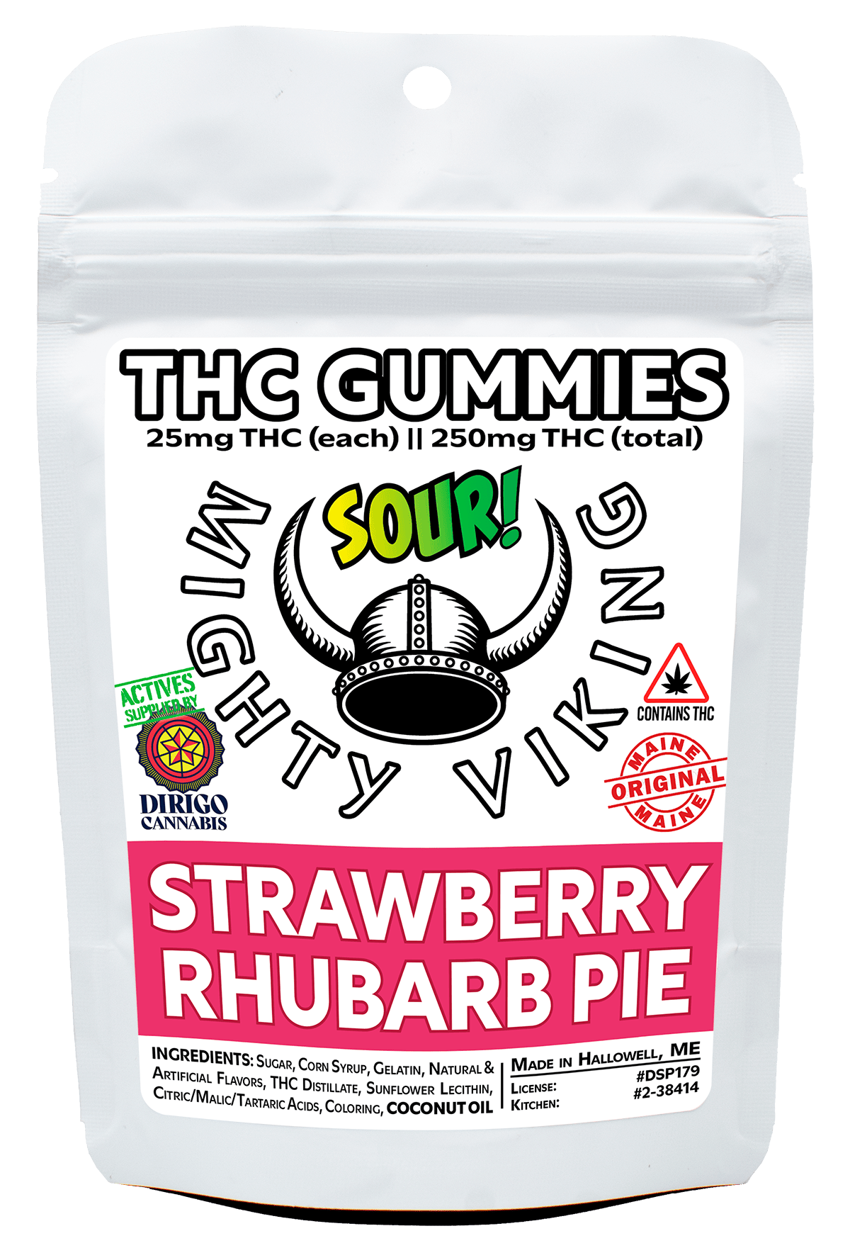 Mighty Viking Sour Strawberry Rhubarb Pie Gummies 250mg