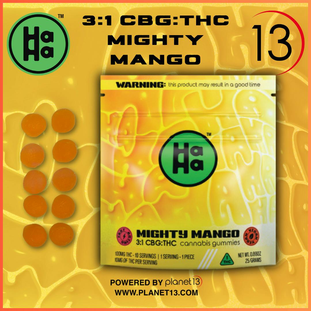 HaHa Mighty Mango Gummies 3:1 300mg CBG:100mg THC 10pk