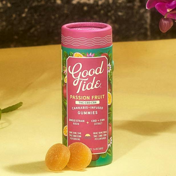 GOOD TIDE - Passion Fruit 1:1:1 THC/CBD/CBN (I) 100mg 10pk Rosin Gummies