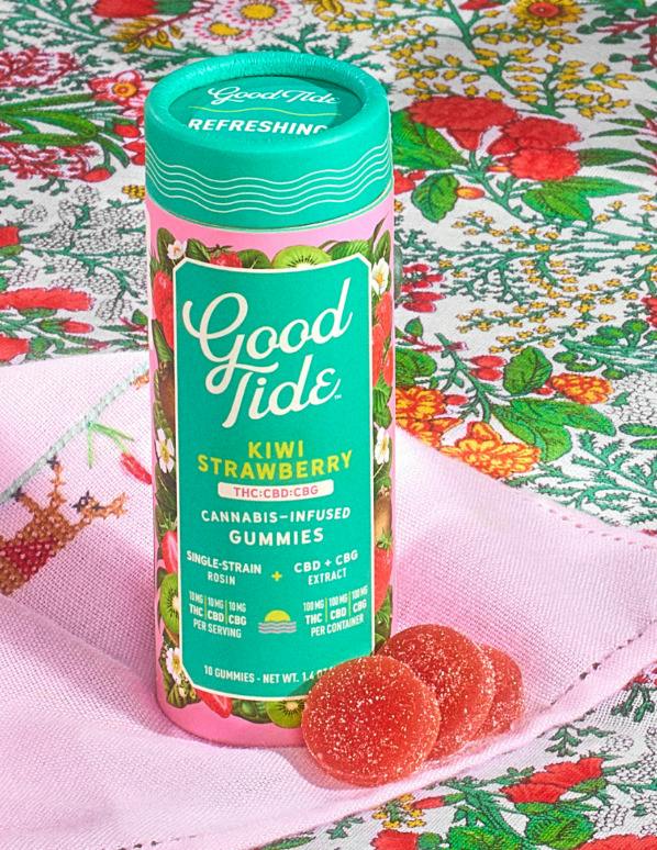 GOOD TIDE - Kiwi Strawberry 1:1:1 THC/CBD/CBG (I) 100mg 10pk Rosin Gummies