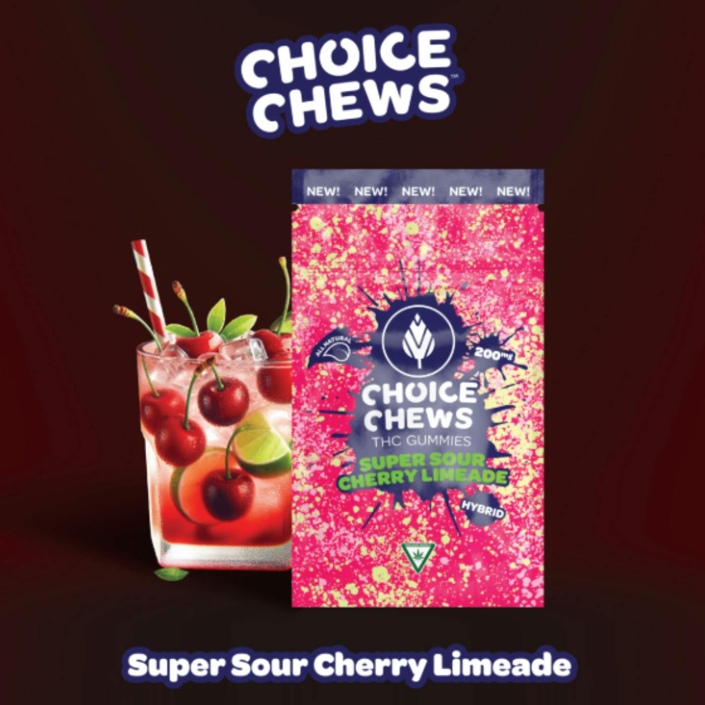 Choice - Super Sour Cherry Limeade 200mg Gummies