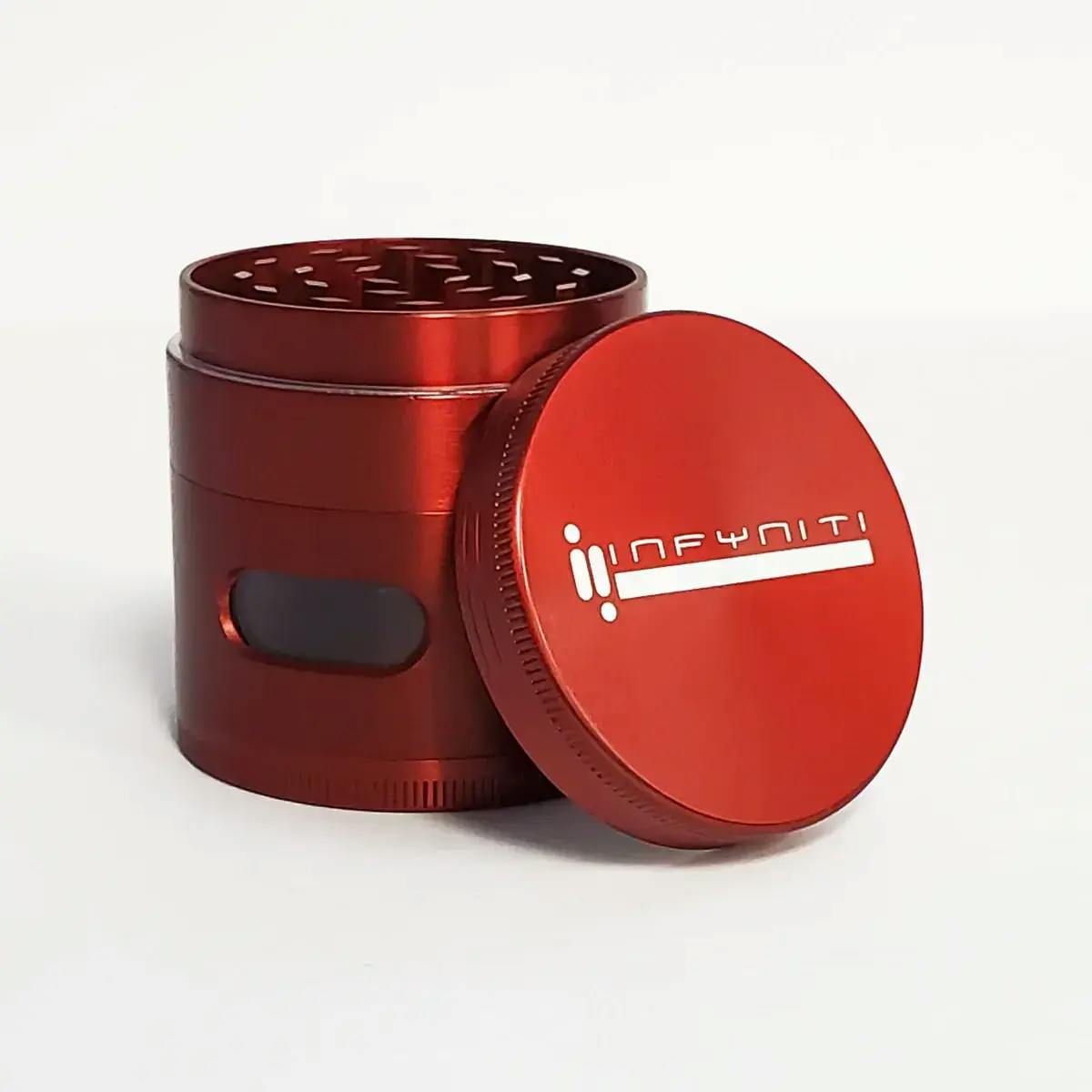 Infyniti Brand 4-Piece Zinc Grinder w/ Window - RED
