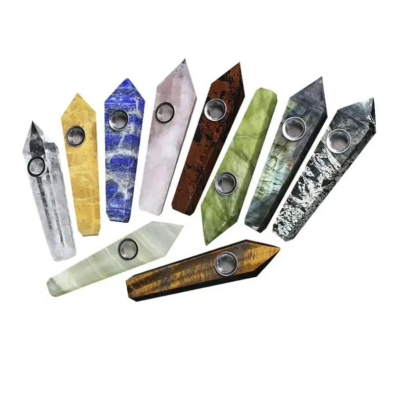 Stone Crystal Gem Pipe - 5"