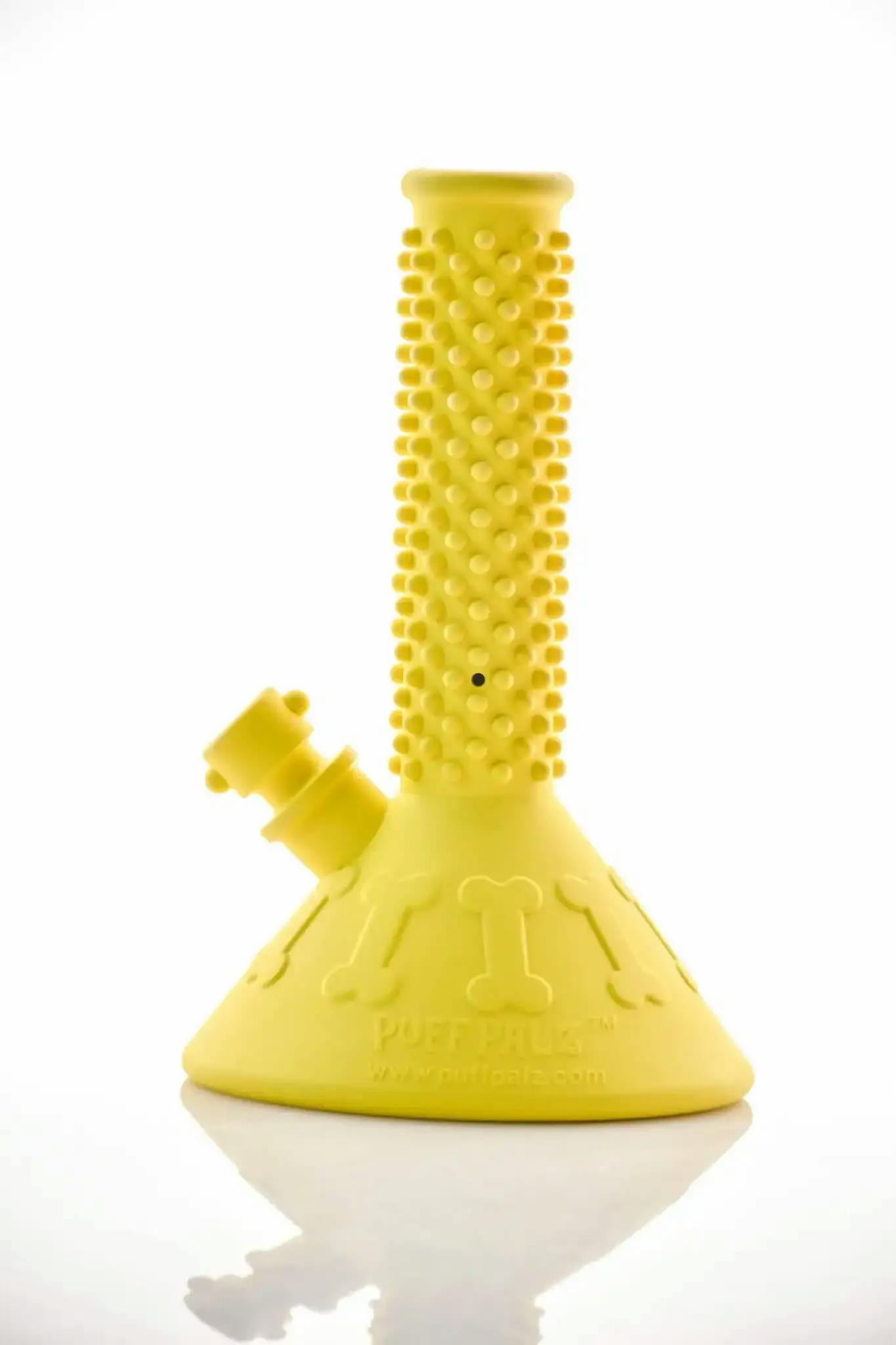 Dog Toy Puff Palz Beaker Buddy Bong - YELLOW