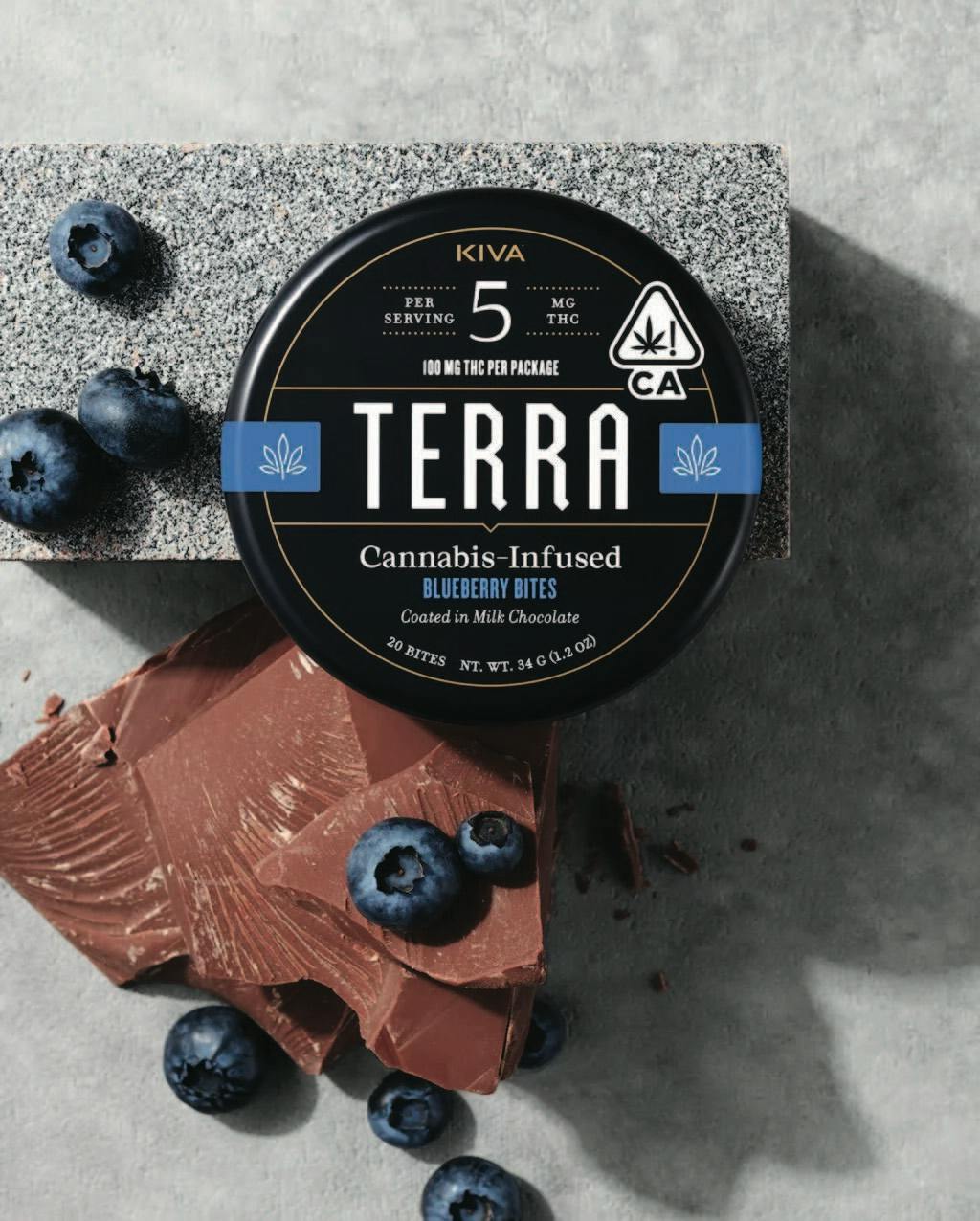 KIVA - TERRA BITES MILK CHOCOLATE BLUEBERRIES 20 PCS