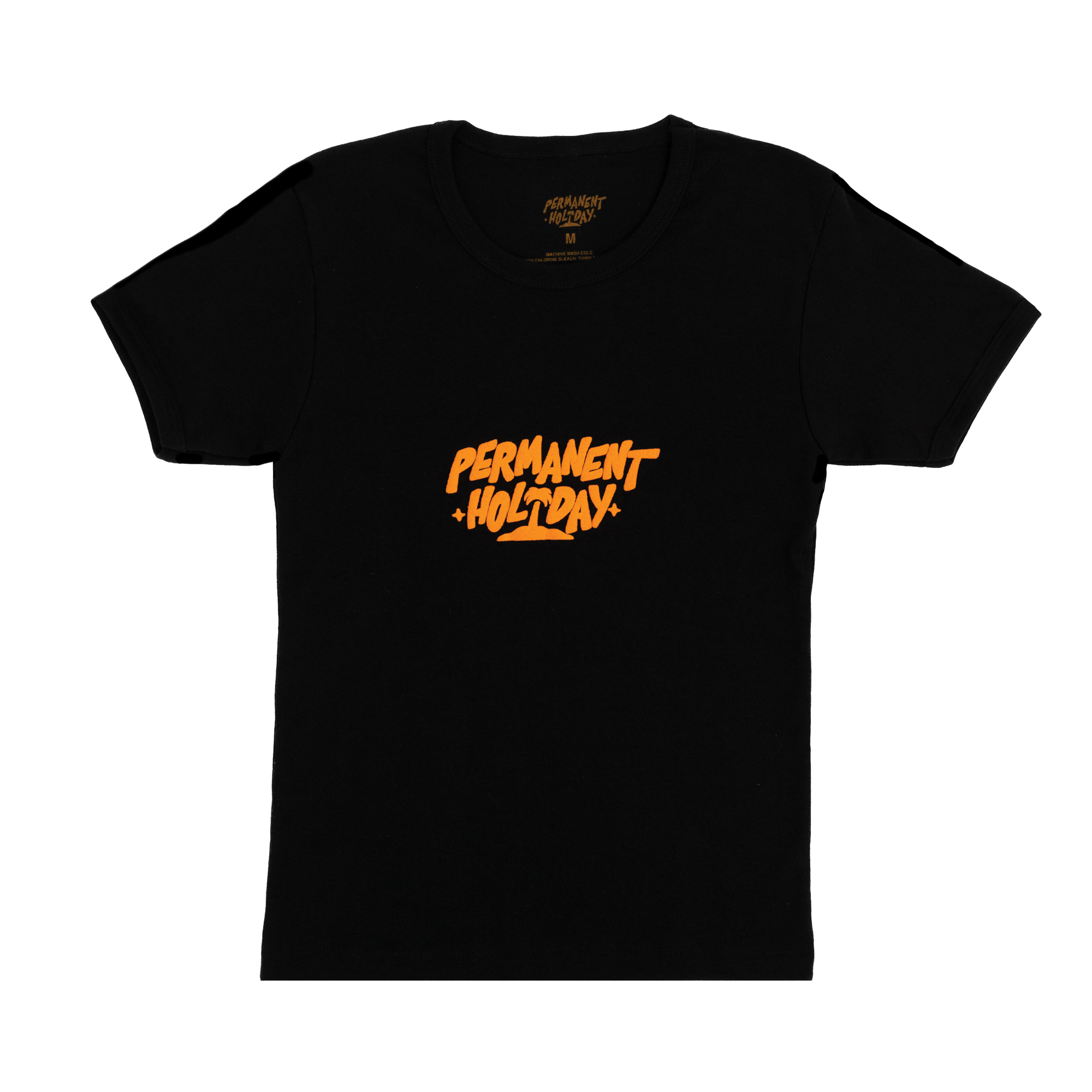 PERMANENT HOLIDAY - WOMENS SCRIPT BABY FIT - BLACK/ORANGE - (S)