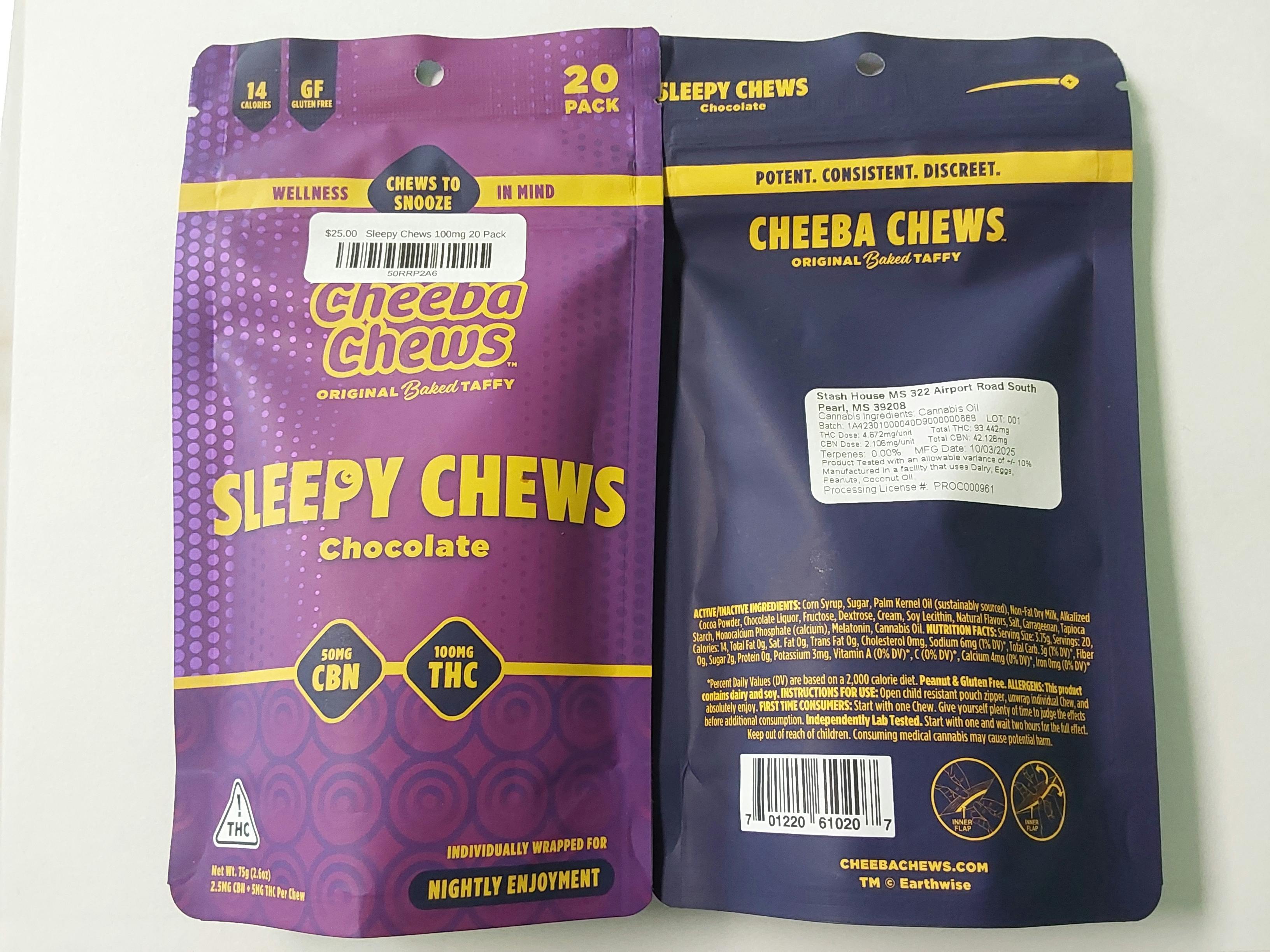 Chocolate Sleepy Chews | 100mg 20Pk | Cheeba Chews
