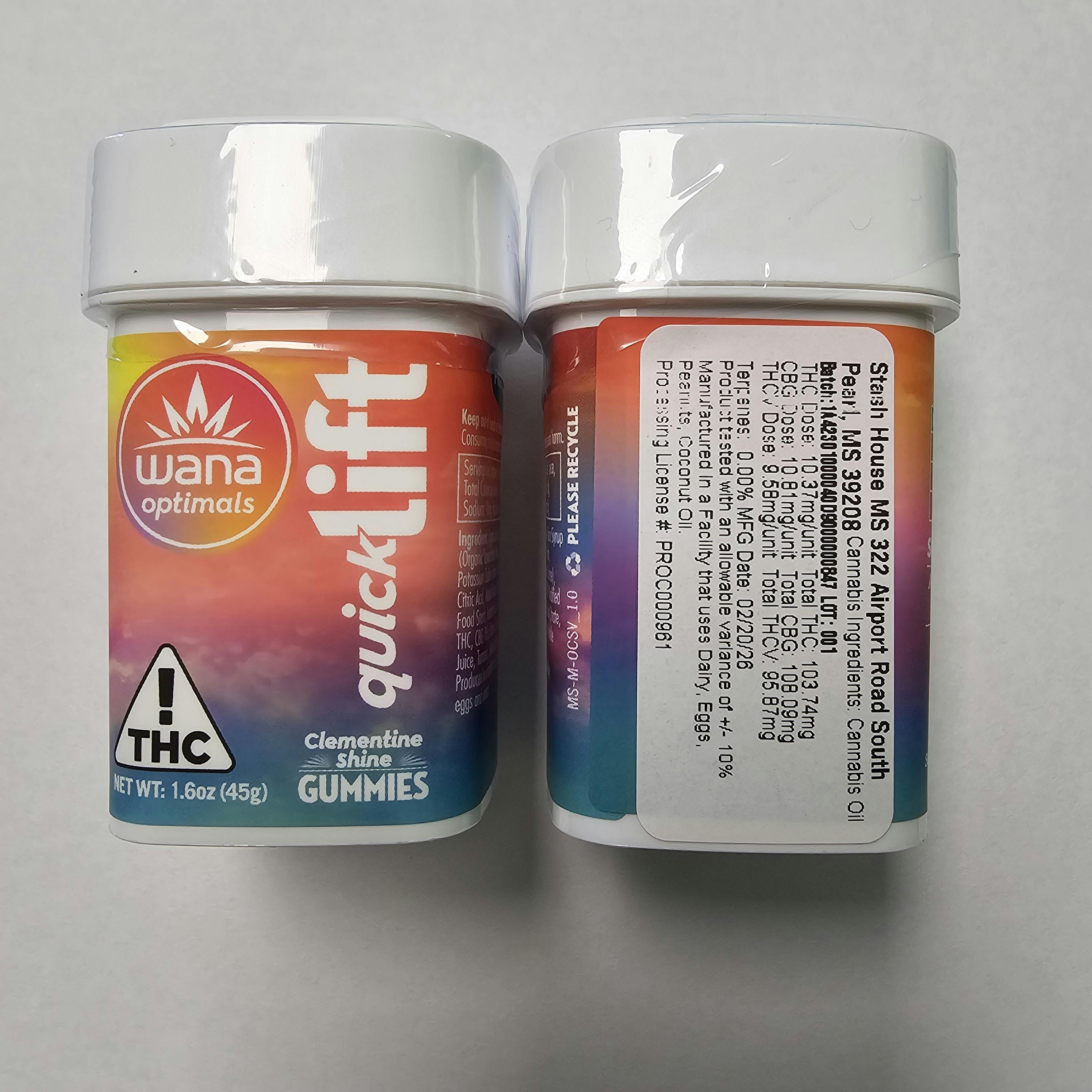 Wana Quick Lift Clementine Shine 1:1:1 100mg 10 Pack