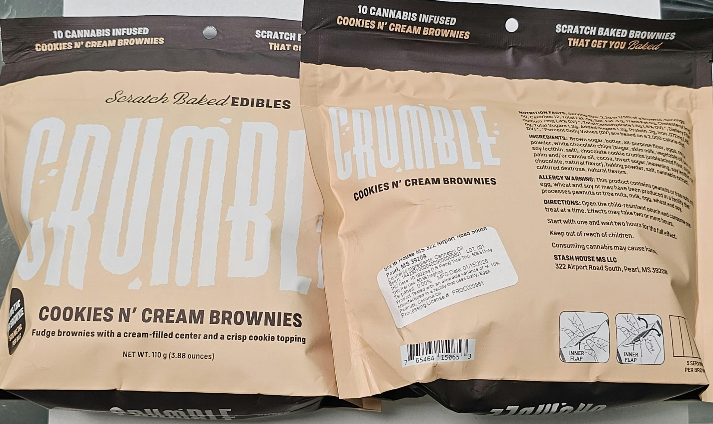 500MG 10PK | Cookies N Cream Brownies | CRUMBL