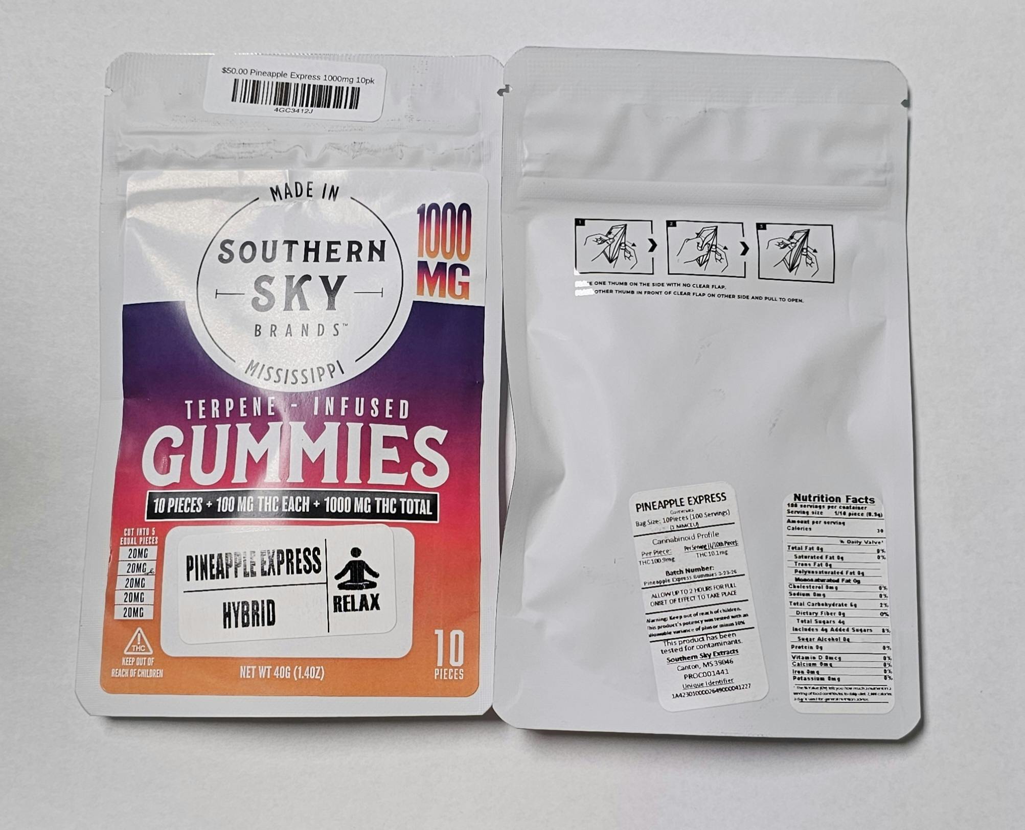 Pineapple Express Gummies | 1000mg 10pk | Southern Sky