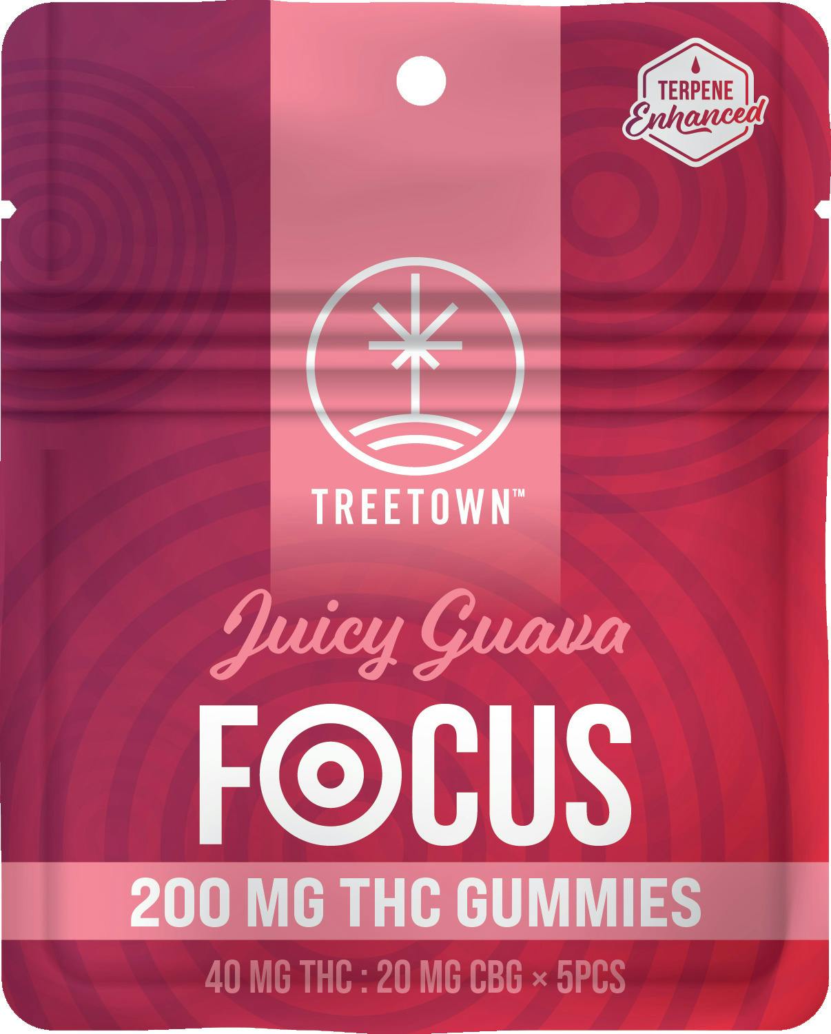 TreeTown Focus Gummies 5x40mg 2:1 THC/CBG Juicy Guava