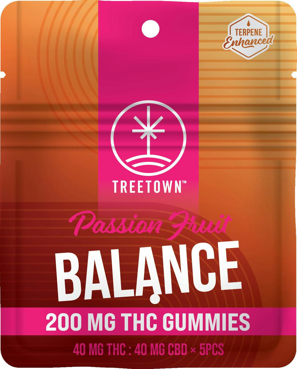 TreeTown Balance Gummies 5x40mg 1:1 THC/CBD Passion Fruit