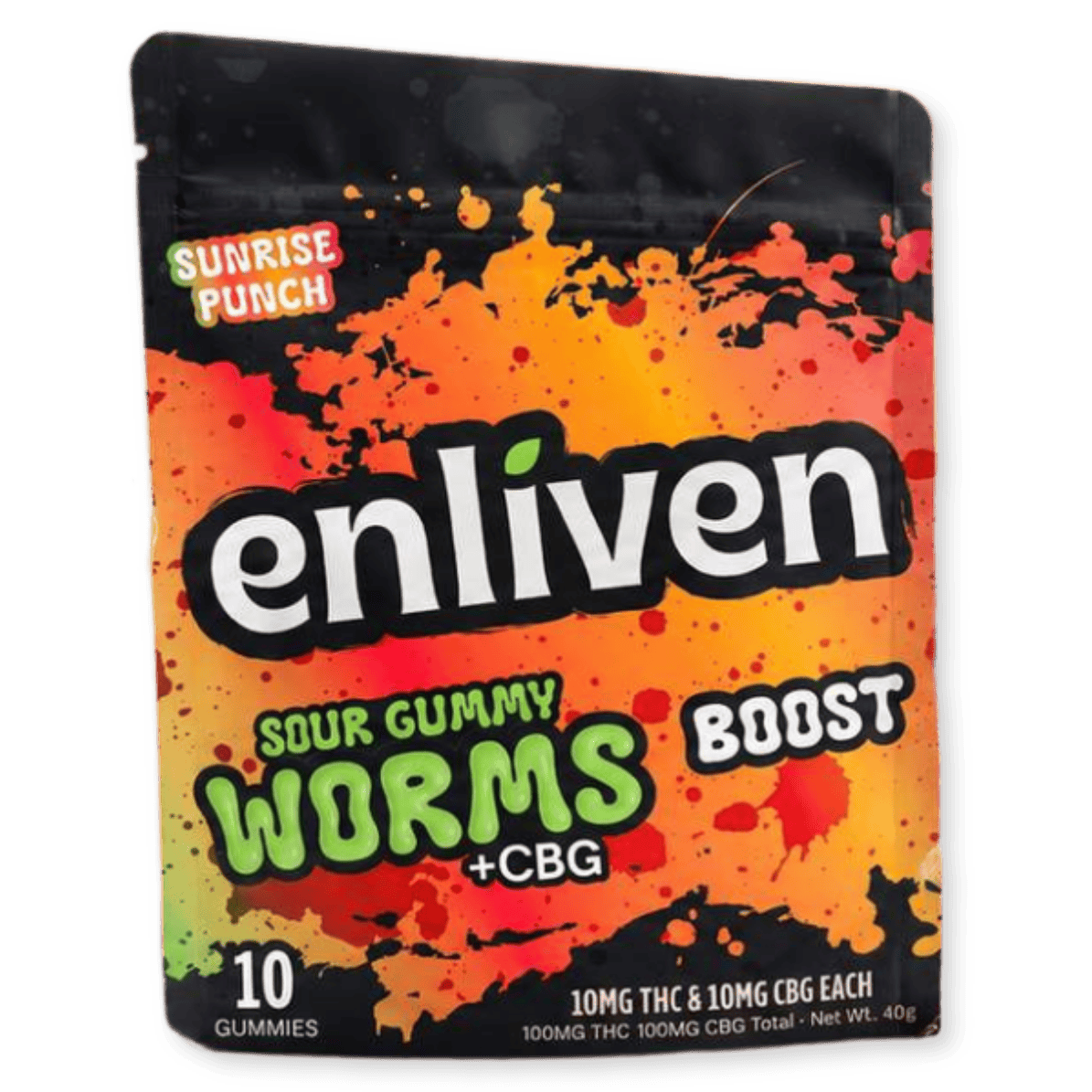 GUMMY | SOUR GUMMY WORMS | BOOST 1:1 THC:CBG | 100MG | 10PK