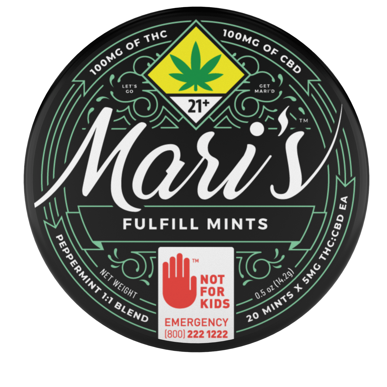 CBD 1:1 Peppermint Fulfill Mints 200mg - Mari's Mints