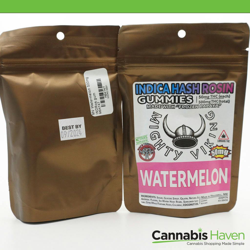 Mighty Viking Watermelon Indica 500mg Rosin Gummy