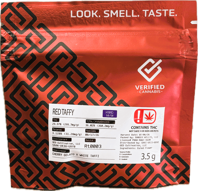 OCD - PrePack 1/8 - Red Taffy - 3.5g