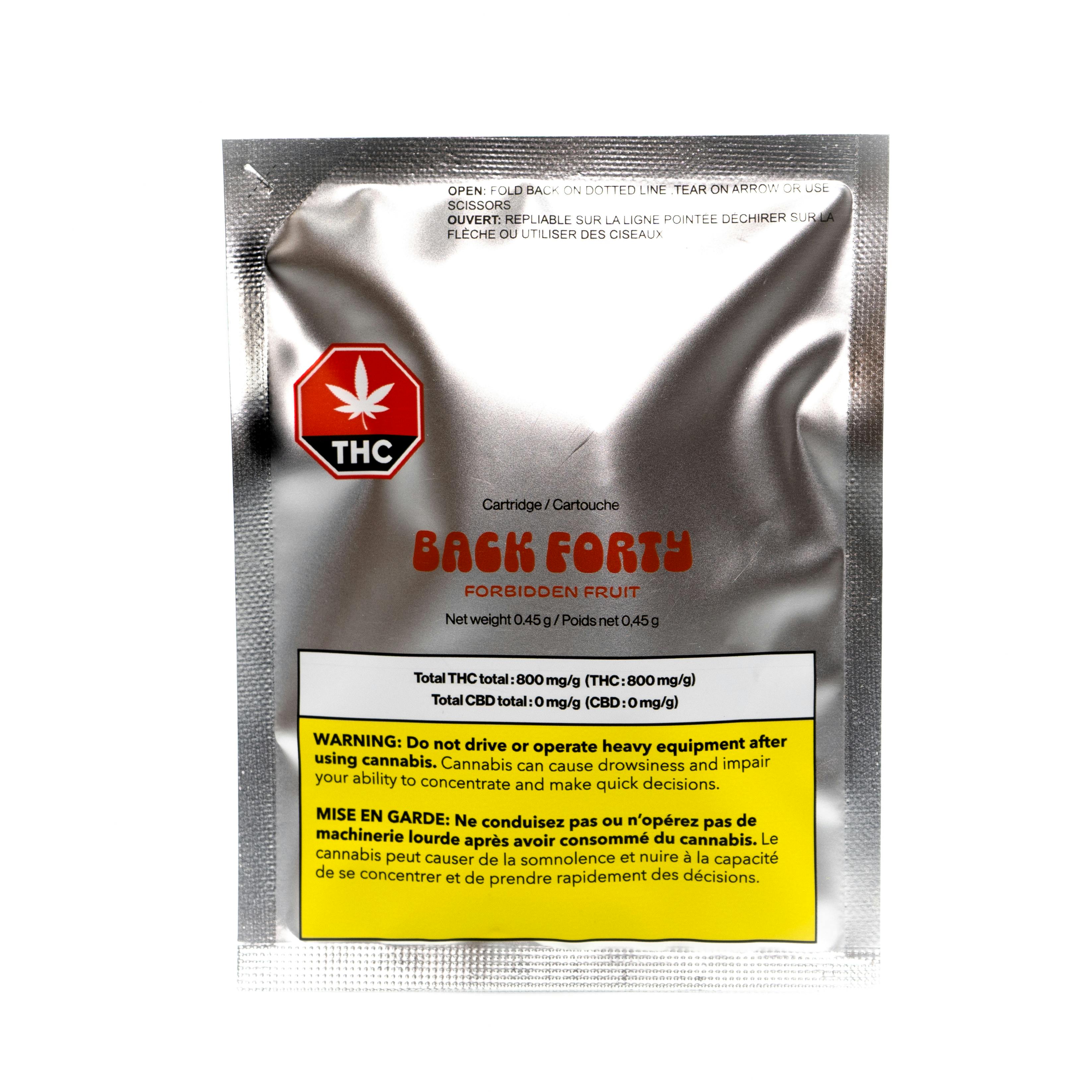 Back Forty - Forbidden Fruit 510 Thread Cartridge - Indica - 0.45g