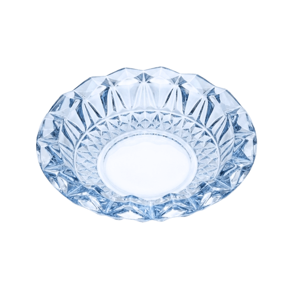 Blue Electroplated Crystal Cigar Ashtray - 8.75"