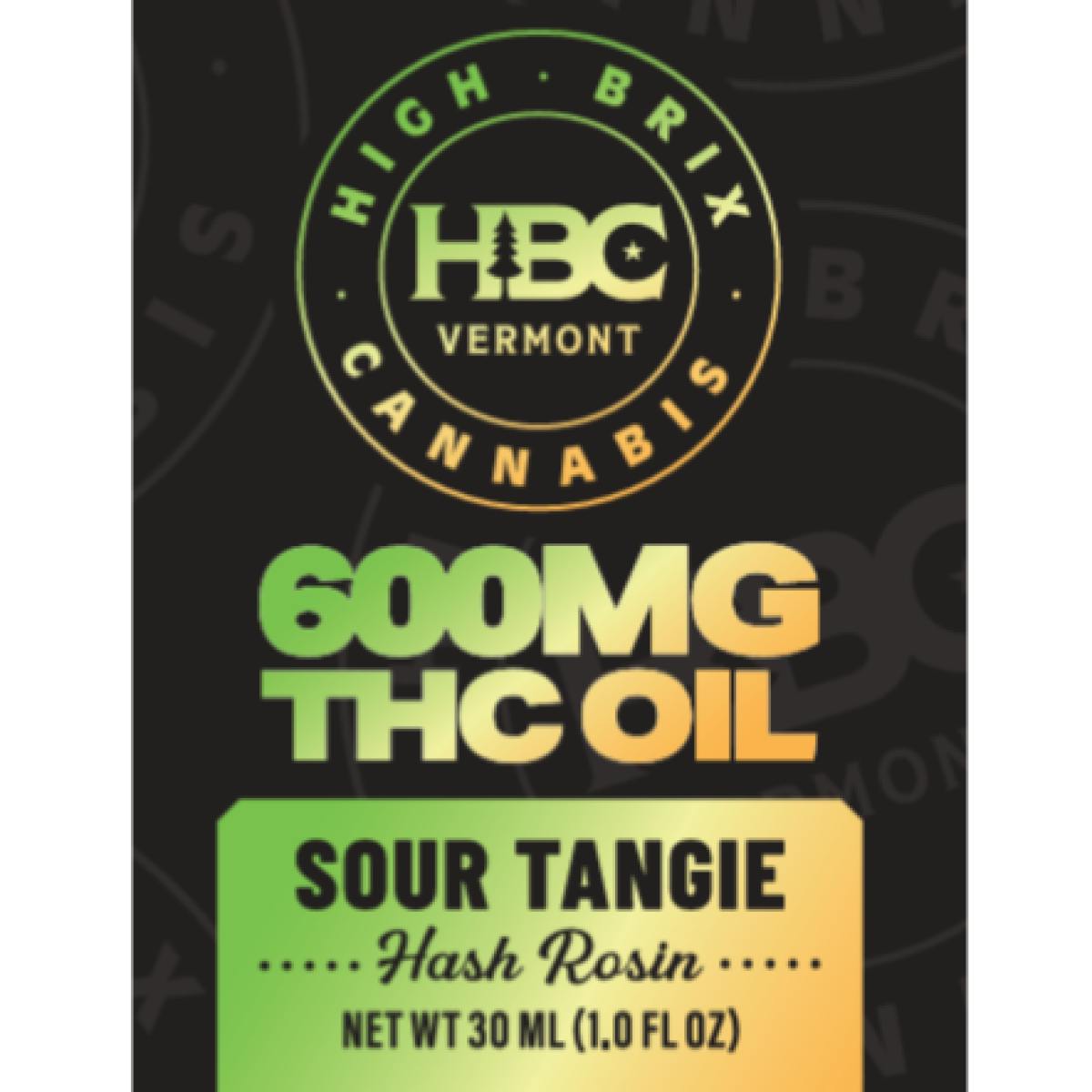 600mg Hash Rosin Tincture - Sour Tangie at True 802 Cannabis